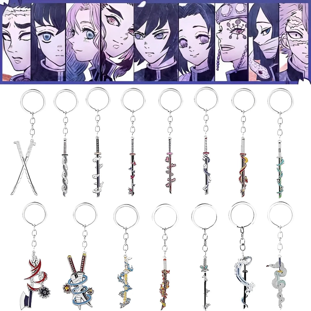 Nichirin Swords Metal Keychain (Demon Slayer) - Giyuu & Shinobu